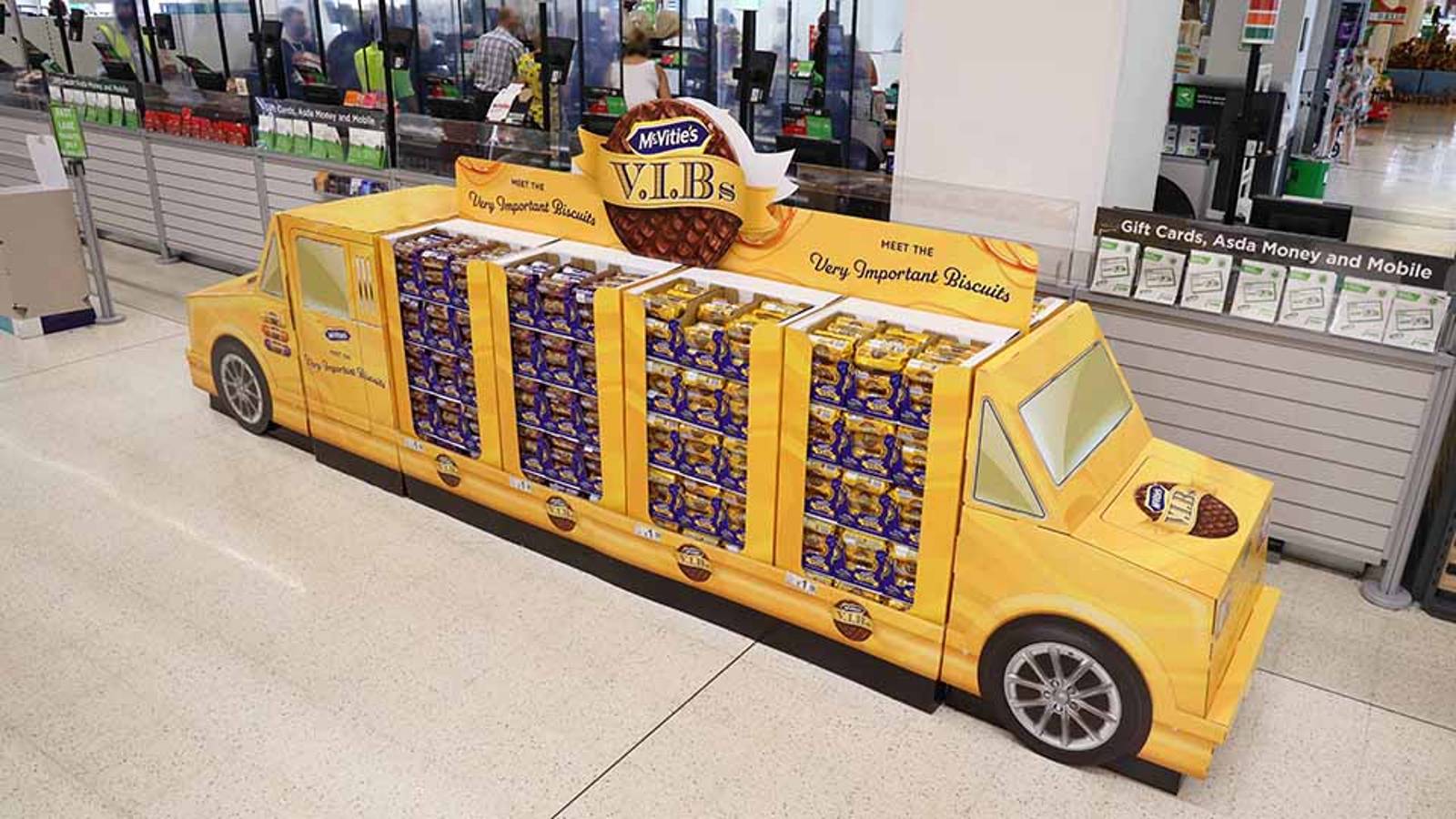 Shop in shop display  McVities gul lastbil