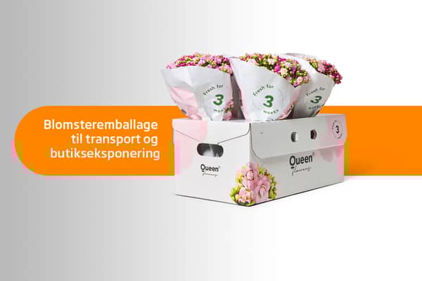 papkasse med blomsterbuketter