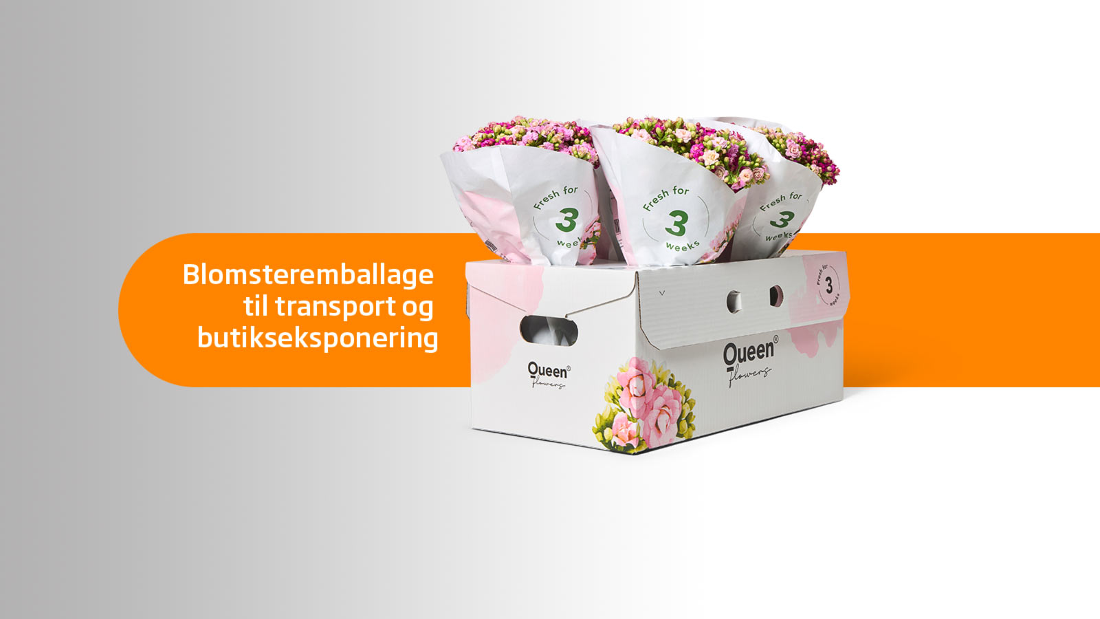 papkasse med blomsterbuketter