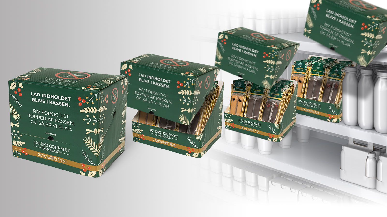 Lækkert, indbydende og lige til at sætte på hylden. Emballagen passer perfekt til indholdet, som er Møn Bolchers lækre marcipanbrød.