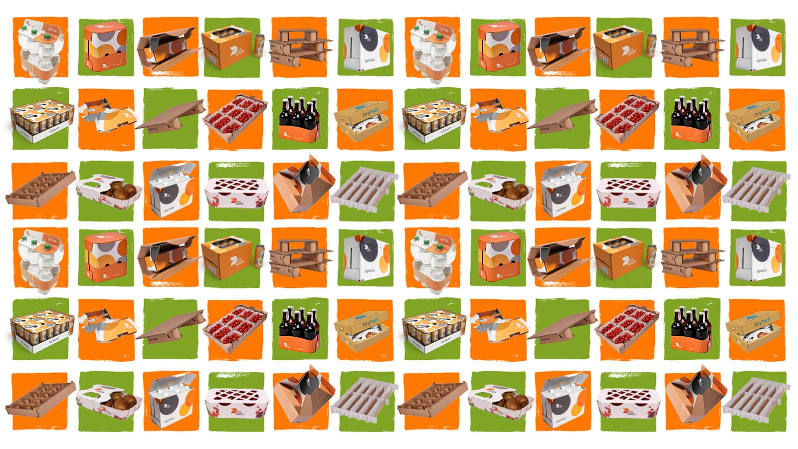 Unterschiedliche Produktbeispiele von DS Smith in einer Collage zusammengestellt