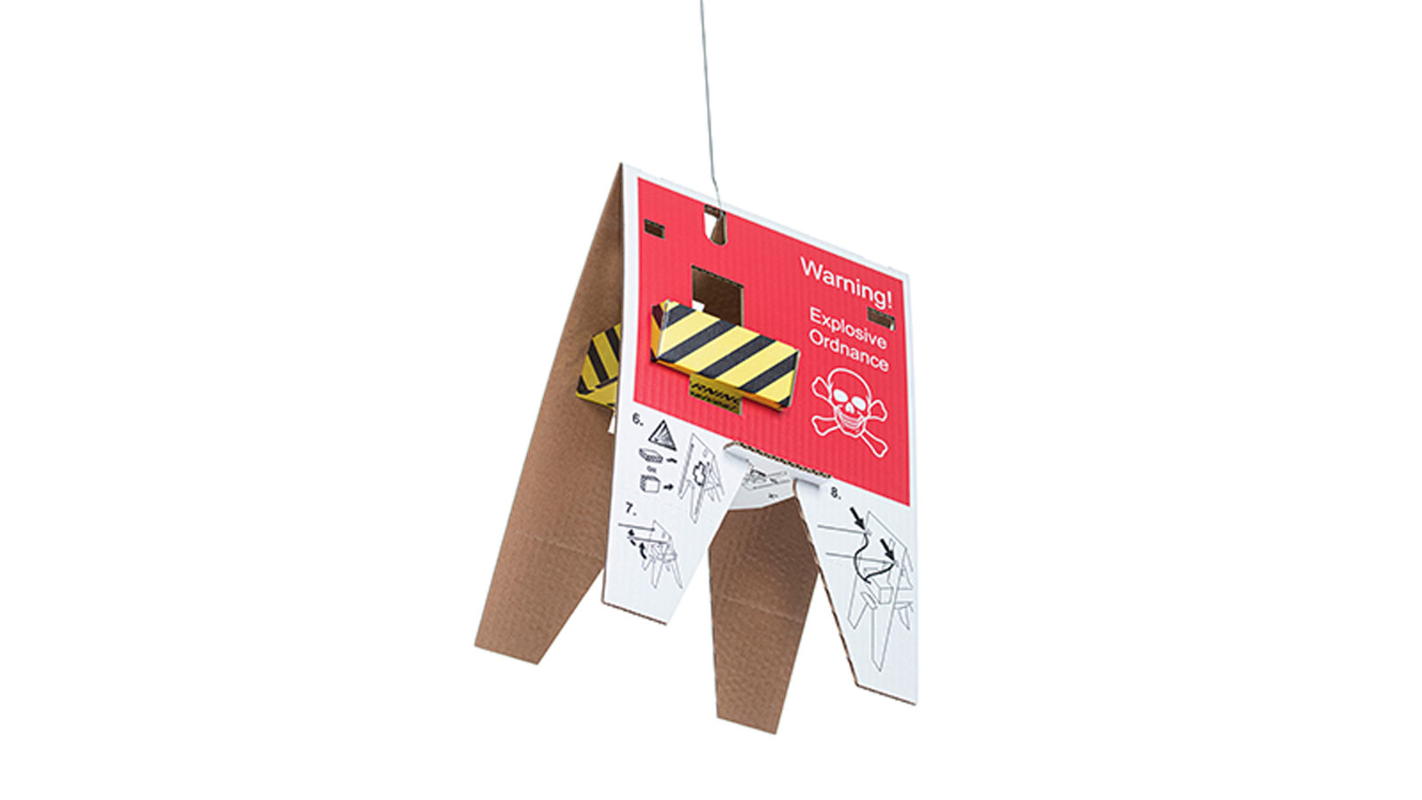 Förpackning tillverkad av wellpapp och wellpappbas för finska Instas patenterade Insta Safe EOD™-drönarsystem.