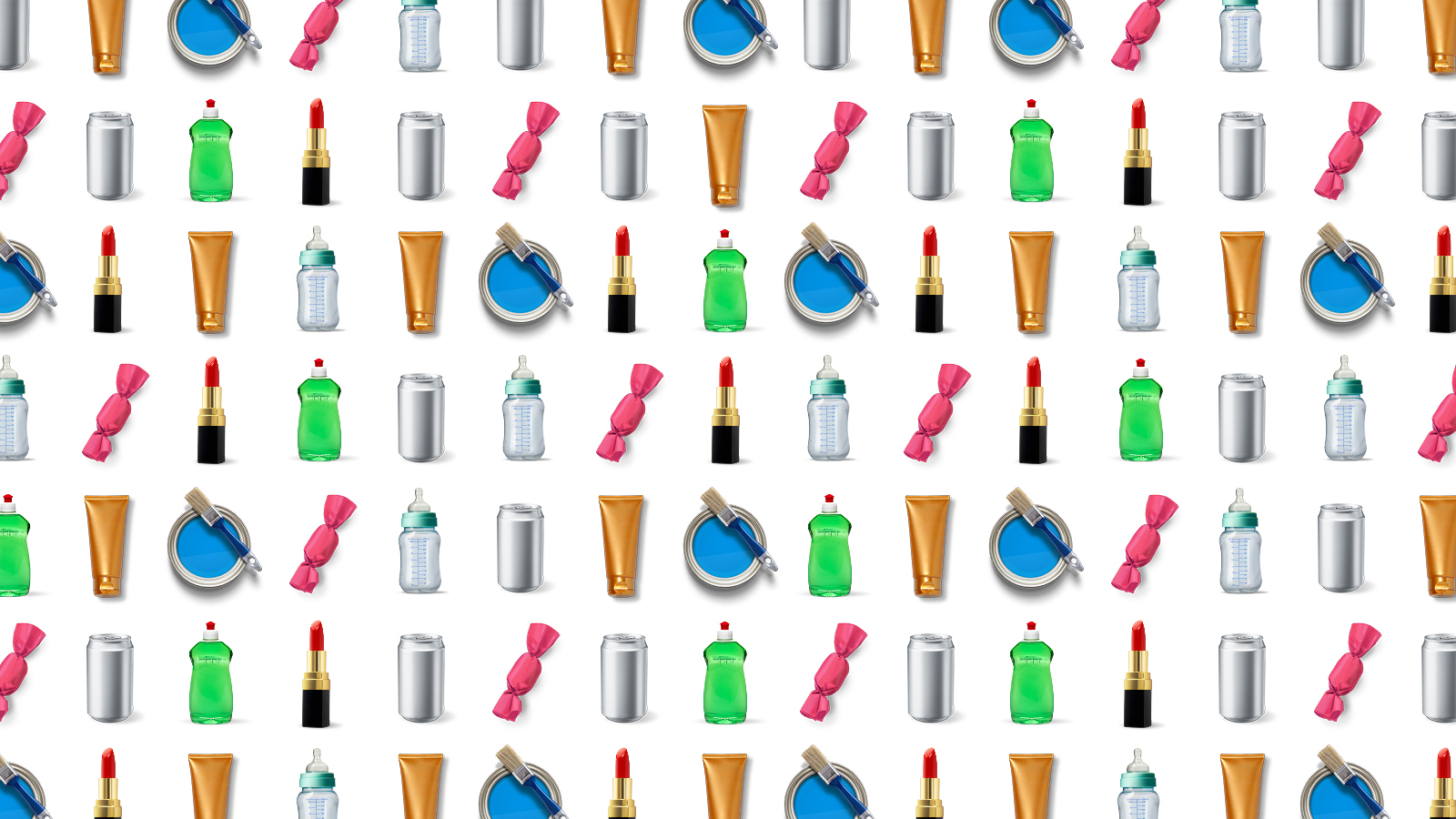 kuvassa on erilaisia tuotteita, joita myydään vähittäiskaupoissa