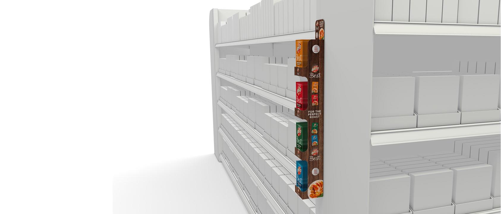 New Clip Strip Sachet Holder removes 3,600 pieces of unnecessary plastic.