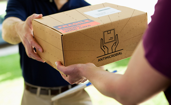 Touchguard - bacteria and virus-safeguarded sustainable cardboard packaging.