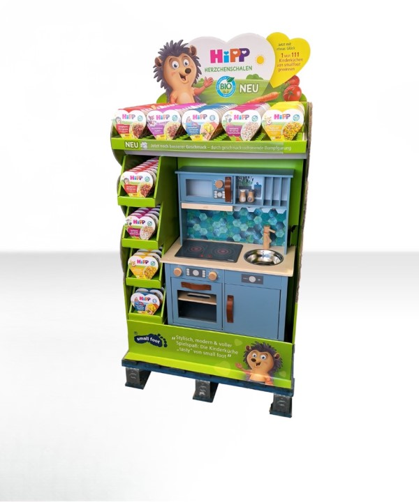 HiPP Bio-Herzchenschalen Display mit integrierter Kinderküche
