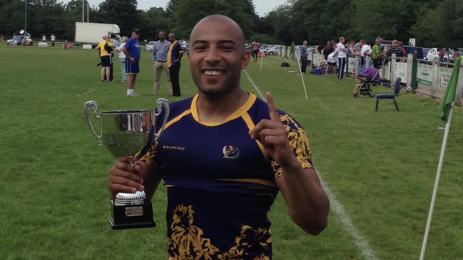 Adam playing rugby - representing Barbados in the Hong Kong 7s