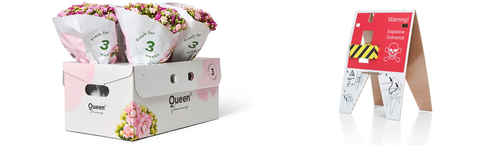 Queen Flowers förpackning och Insta Safe EOD Drönar system