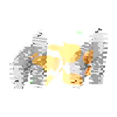 Twee witte bag-in-box verpakkingen met oranje DS Smith bedrukking