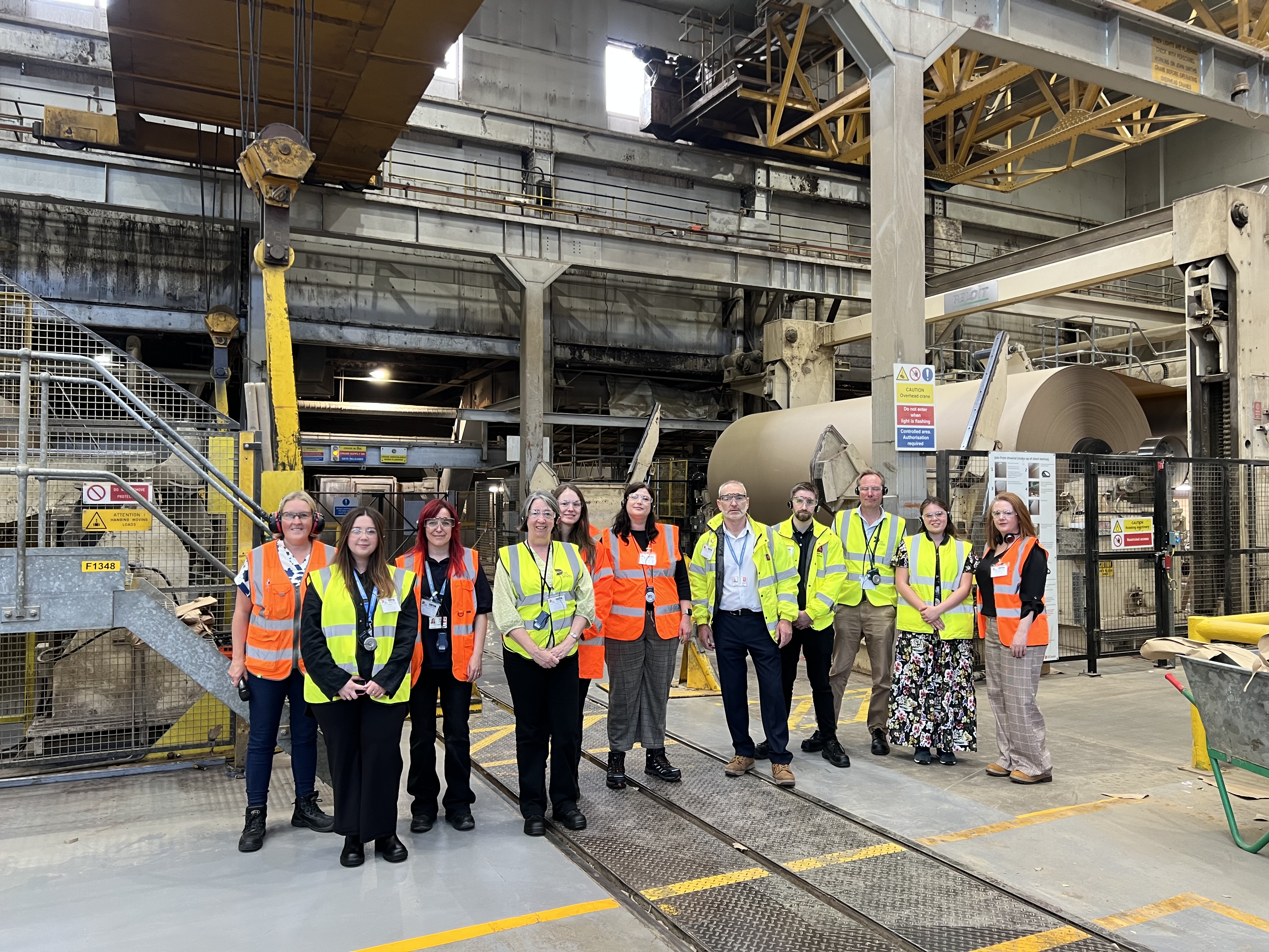 Visitors in high vis jackets at Kemsley Paper Mill